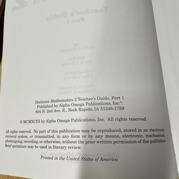 Horizons Math 2 Teacher’s Guide - Picture 7 of 8